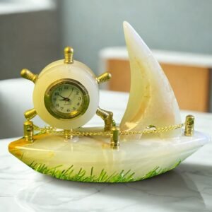 Hand Crafted Marble Ship Clock