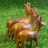 Hand Crafted Wooden Deer Set
