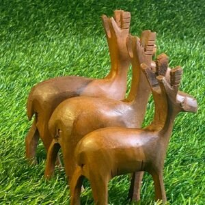 Hand Crafted Wooden Deer Set
