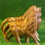 Hand Crafted Wooden Lion Set