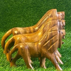Hand Crafted Wooden Lion Set