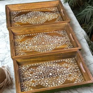Wooden Tray Set With Stylish Design